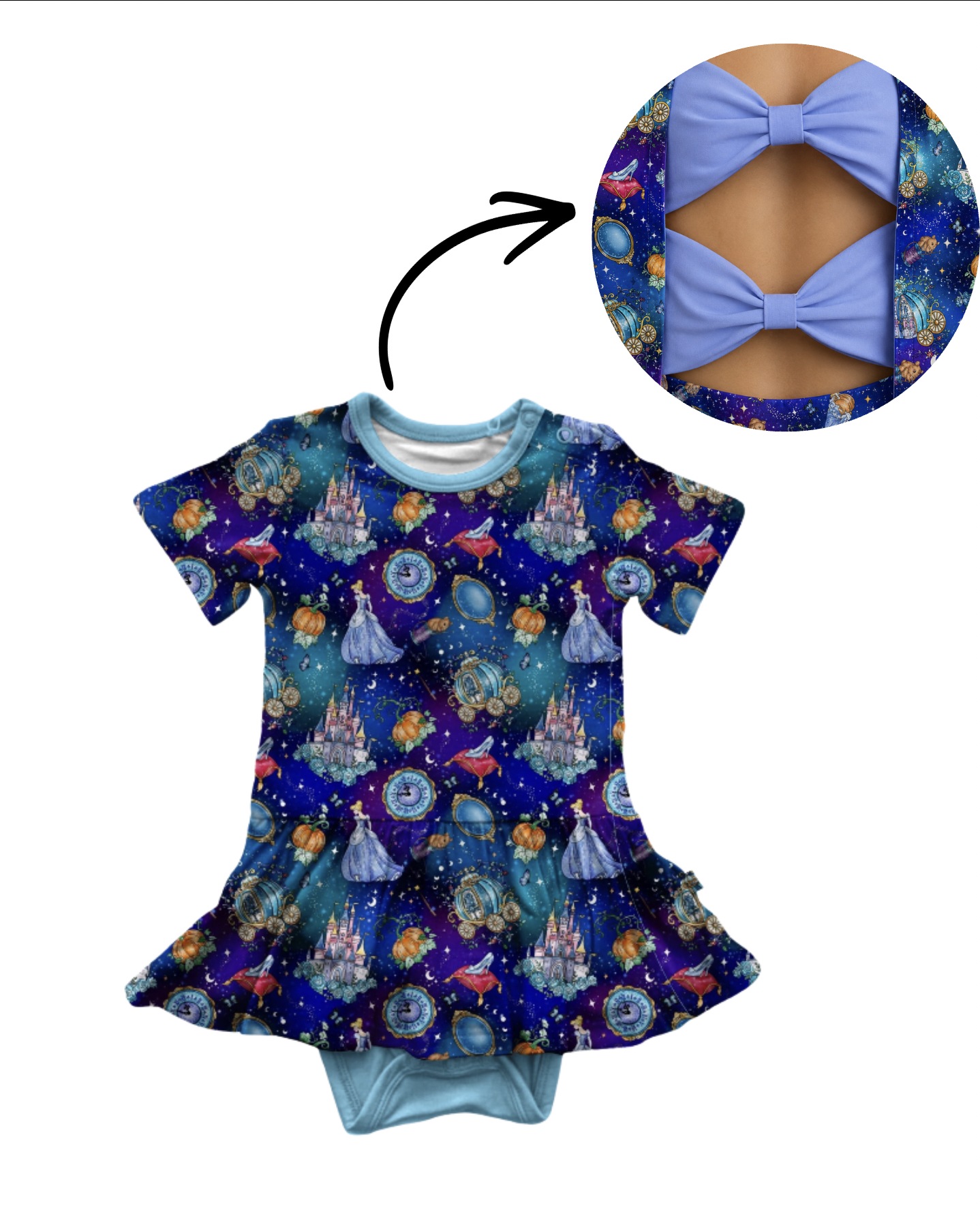 Glass Slipper Bow Back Bodysuit Twirl- Royalty Pre-Order