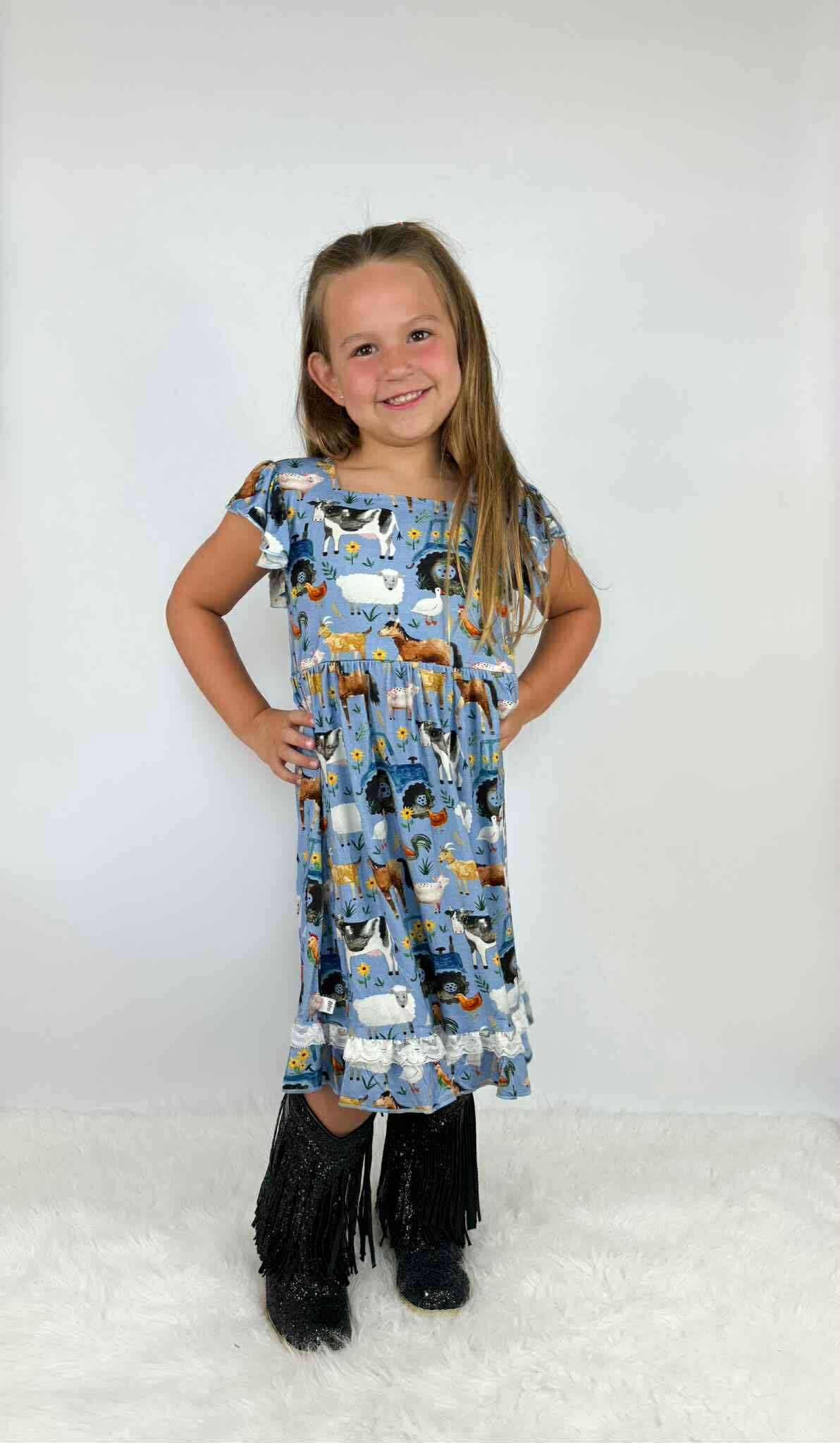 Farm Charm Twirl Dress with Shorts- RTS