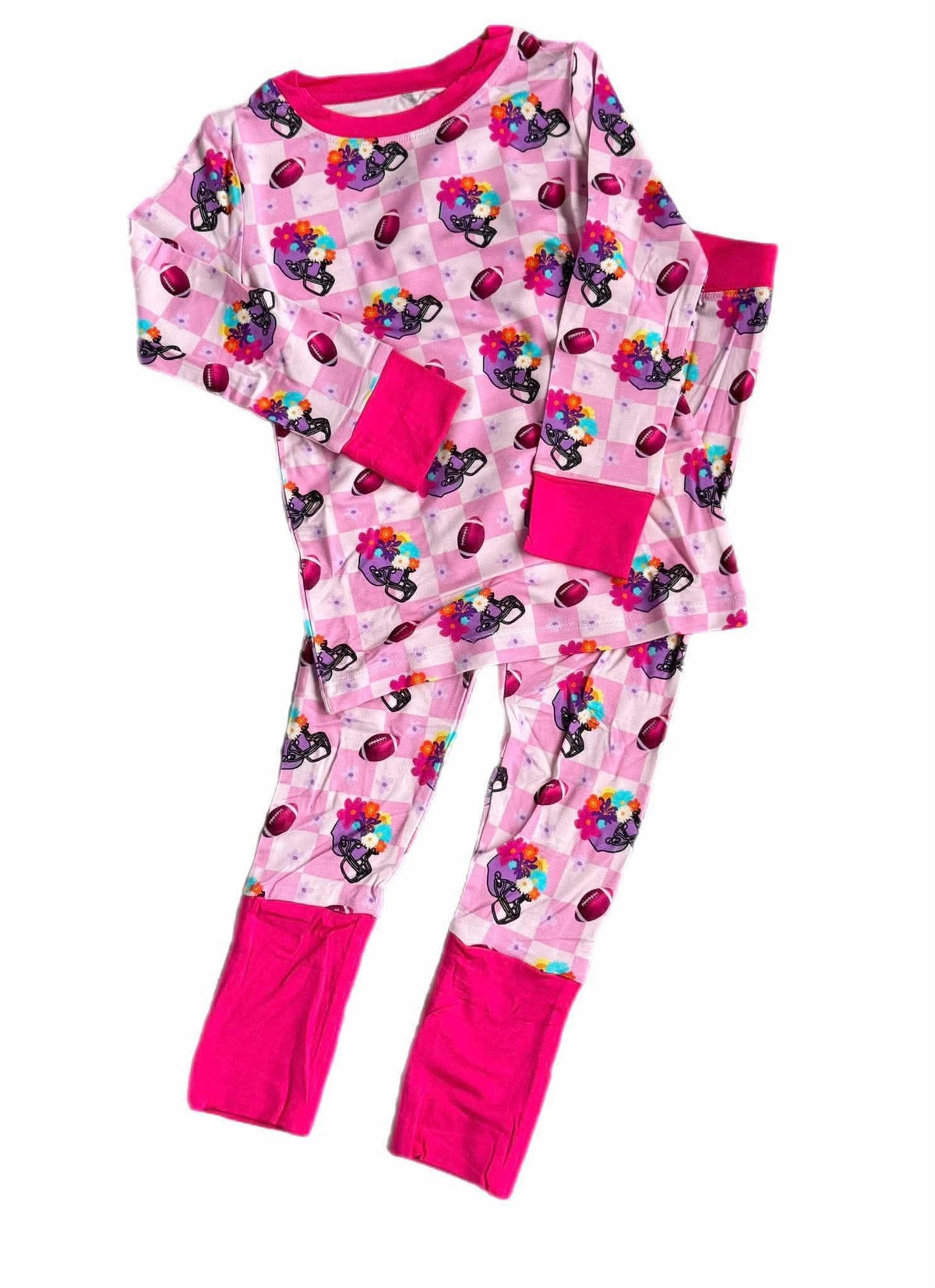 First Down Florals Long Sleeve/Pant Pj Set- Touchdown RTS