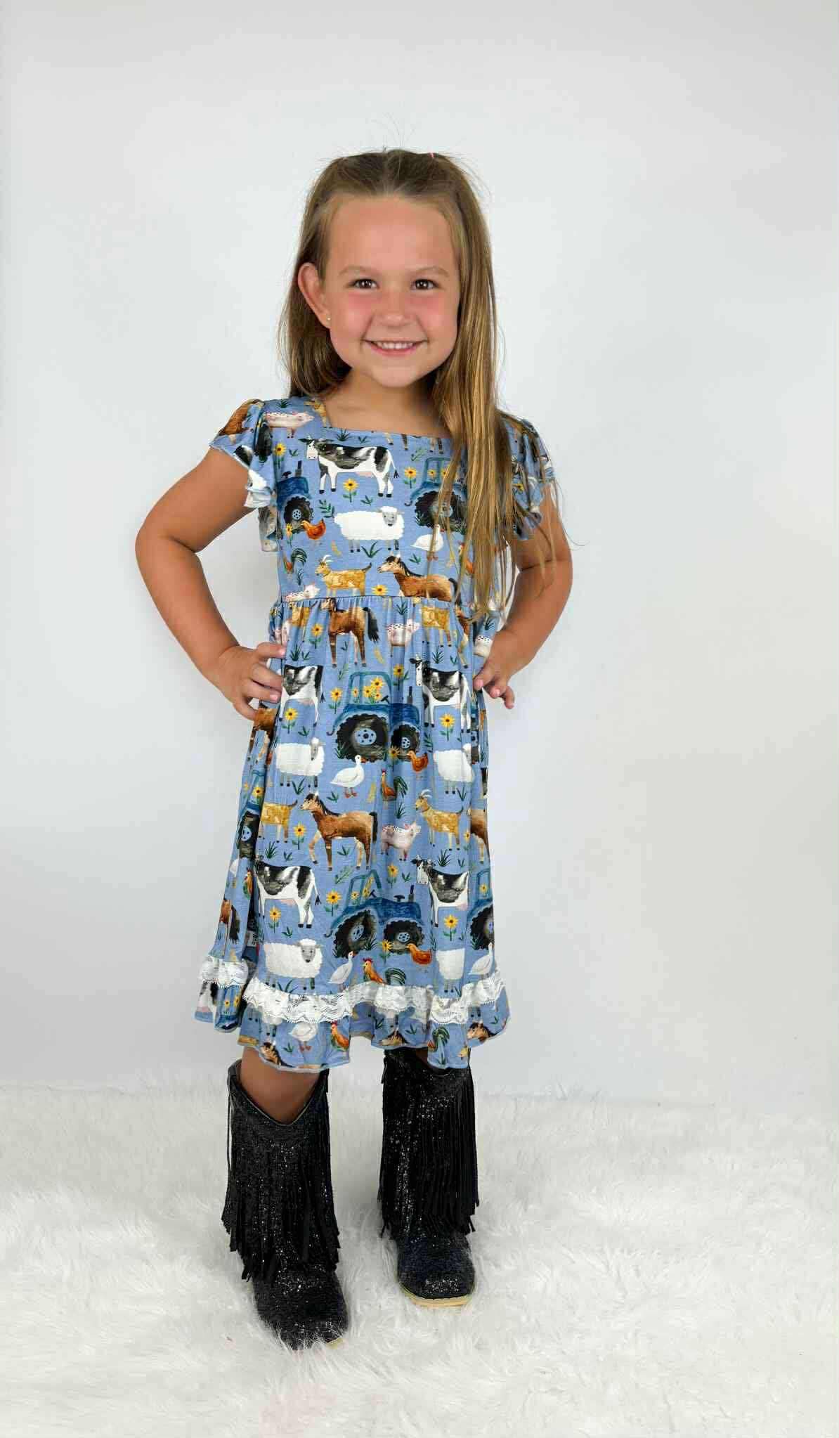 Farm Charm Twirl Dress with Shorts- RTS