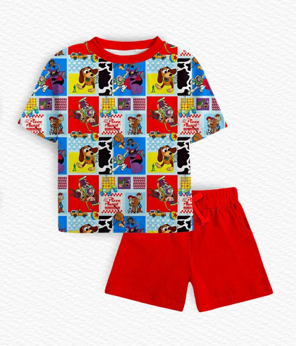 Falling with Style Kids Tee & Short Set- Patchwork RTS