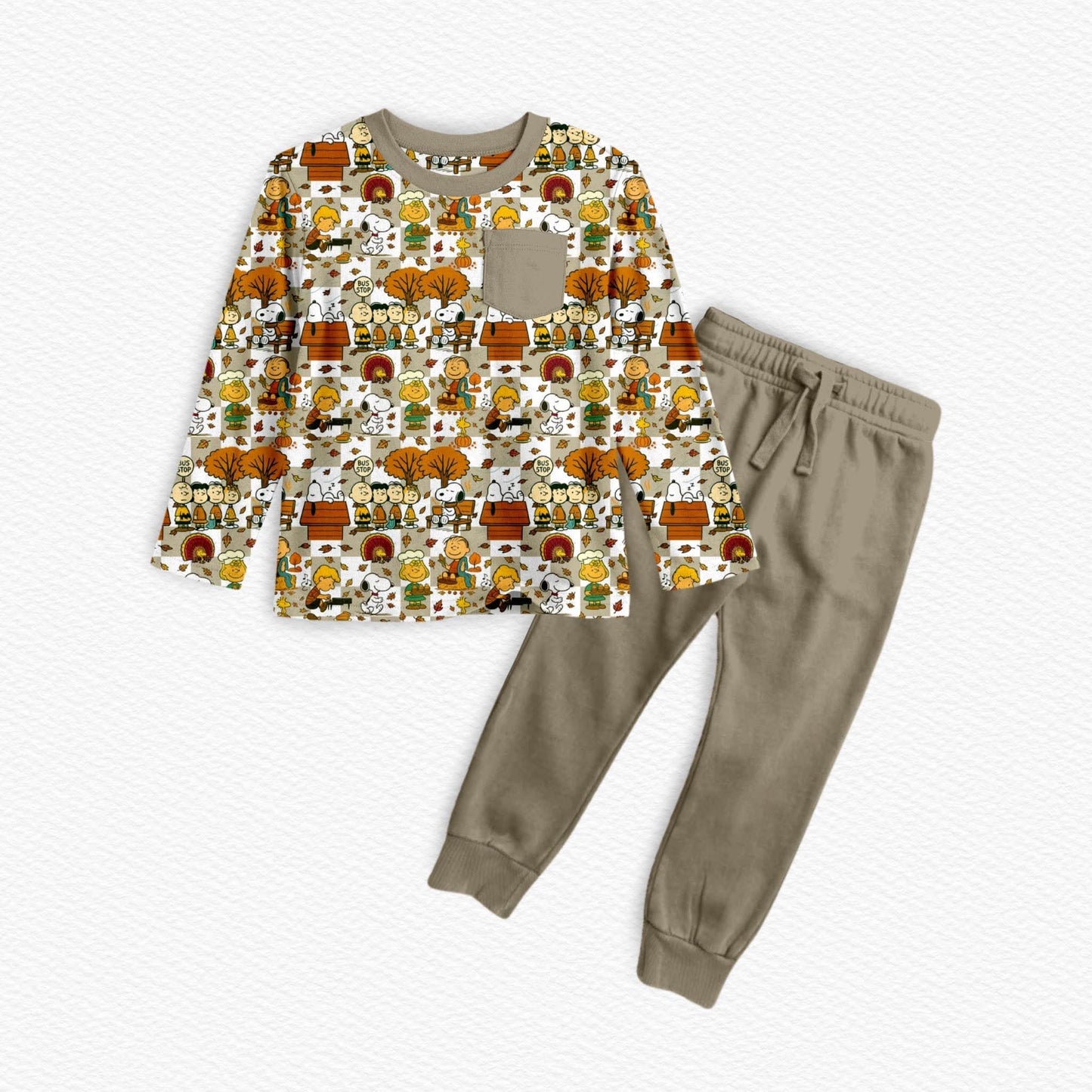 The Great Pumpkin Long Sleeve Pocket Tee w/ Joggers Set- Give Thanks Pre-Order