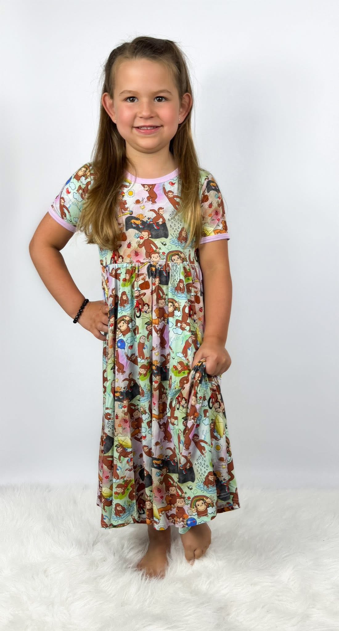 Spring Monkey Twirl Dress- RTS