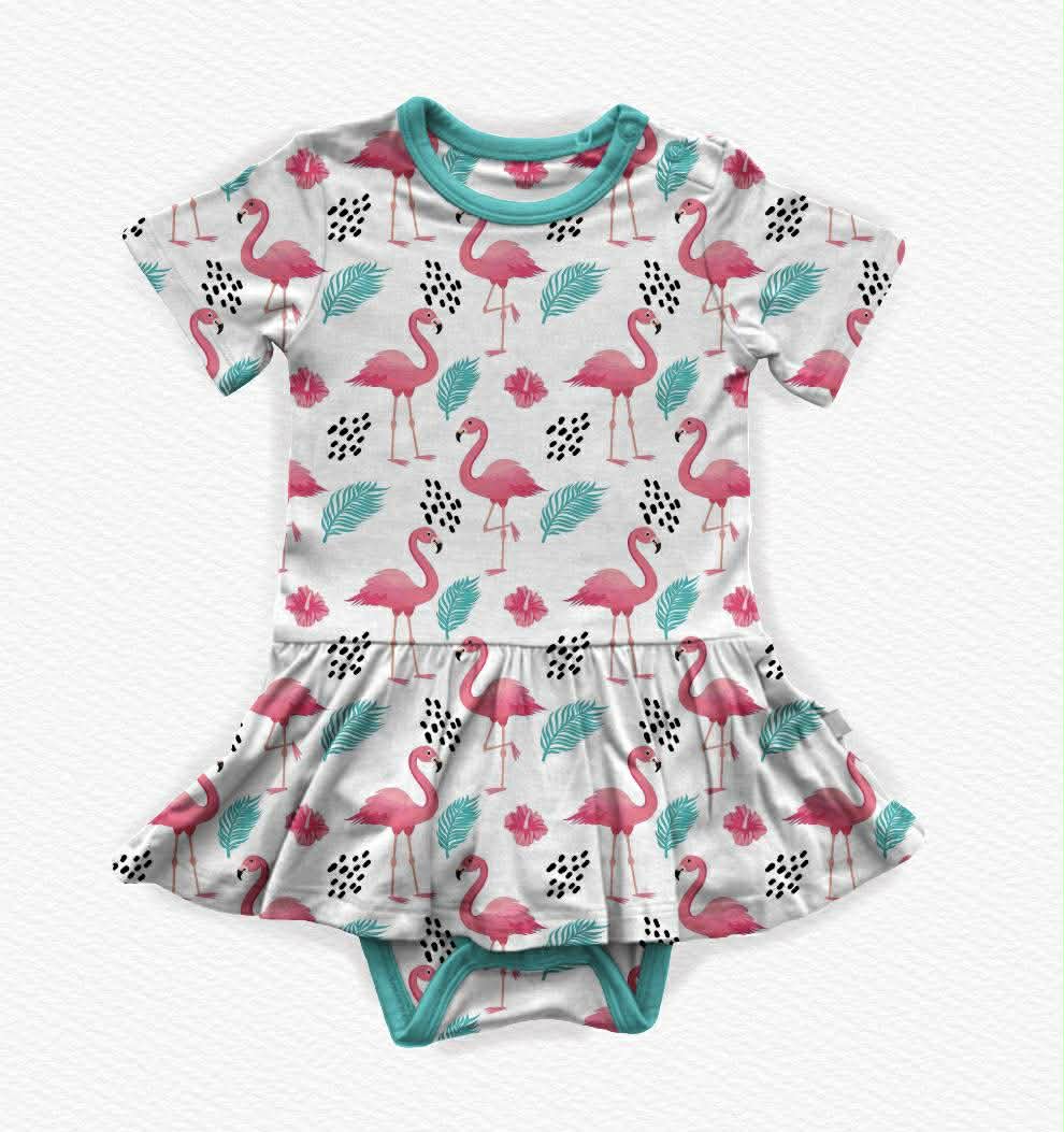 Pink on the Green Bodysuit Twirl Dress- RTS