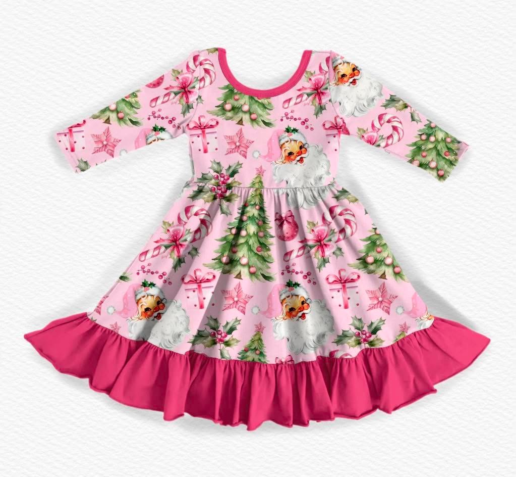 Pink Noel Long Sleeve Bow Back Twirl- Christmas 26 Pre-Order
