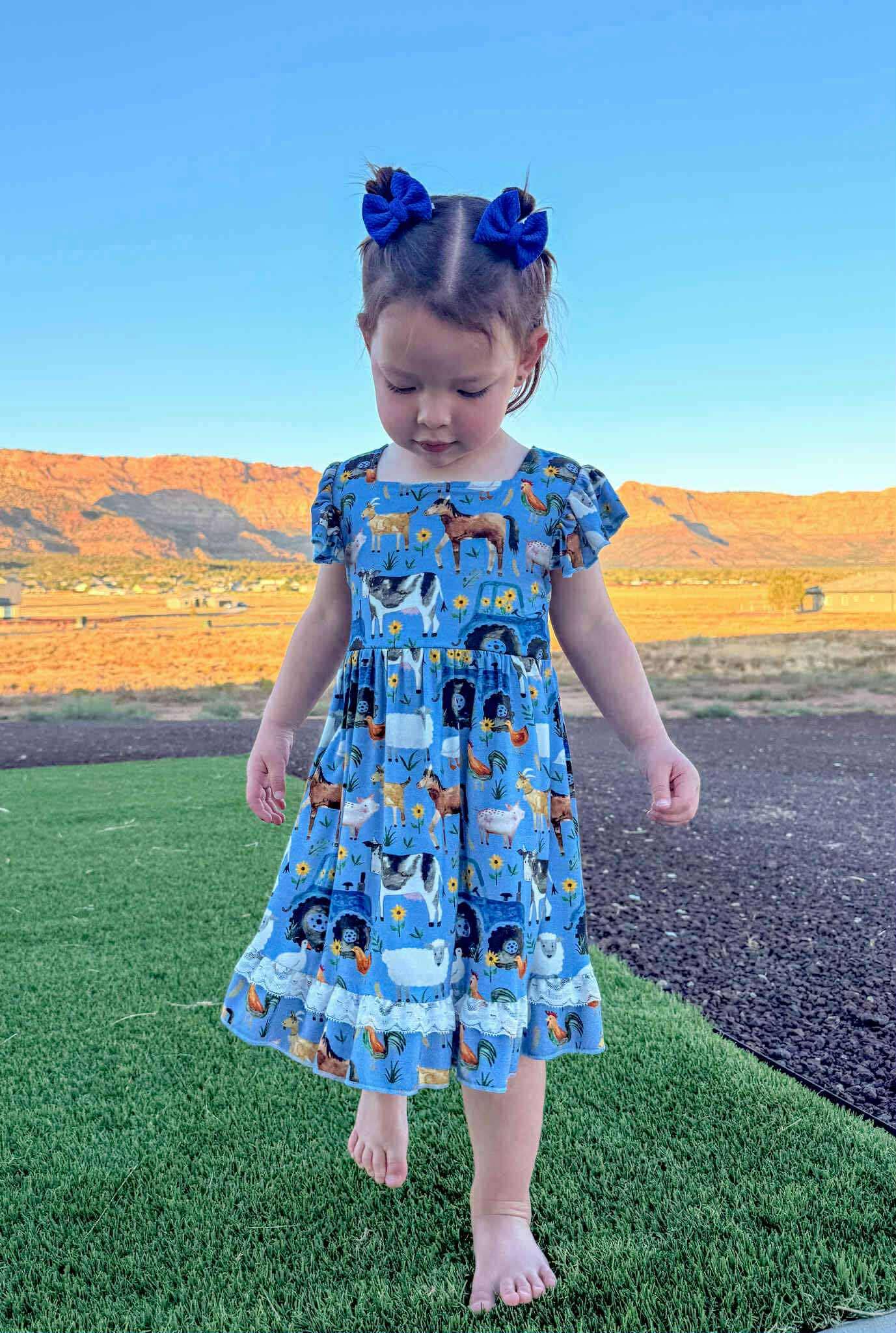Farm Charm Twirl Dress with Shorts- RTS