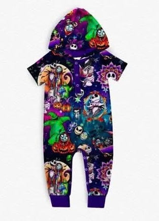 Trick or Treatmas Short Sleeve Hooded Romper- LF Halloween Pre-Sale
