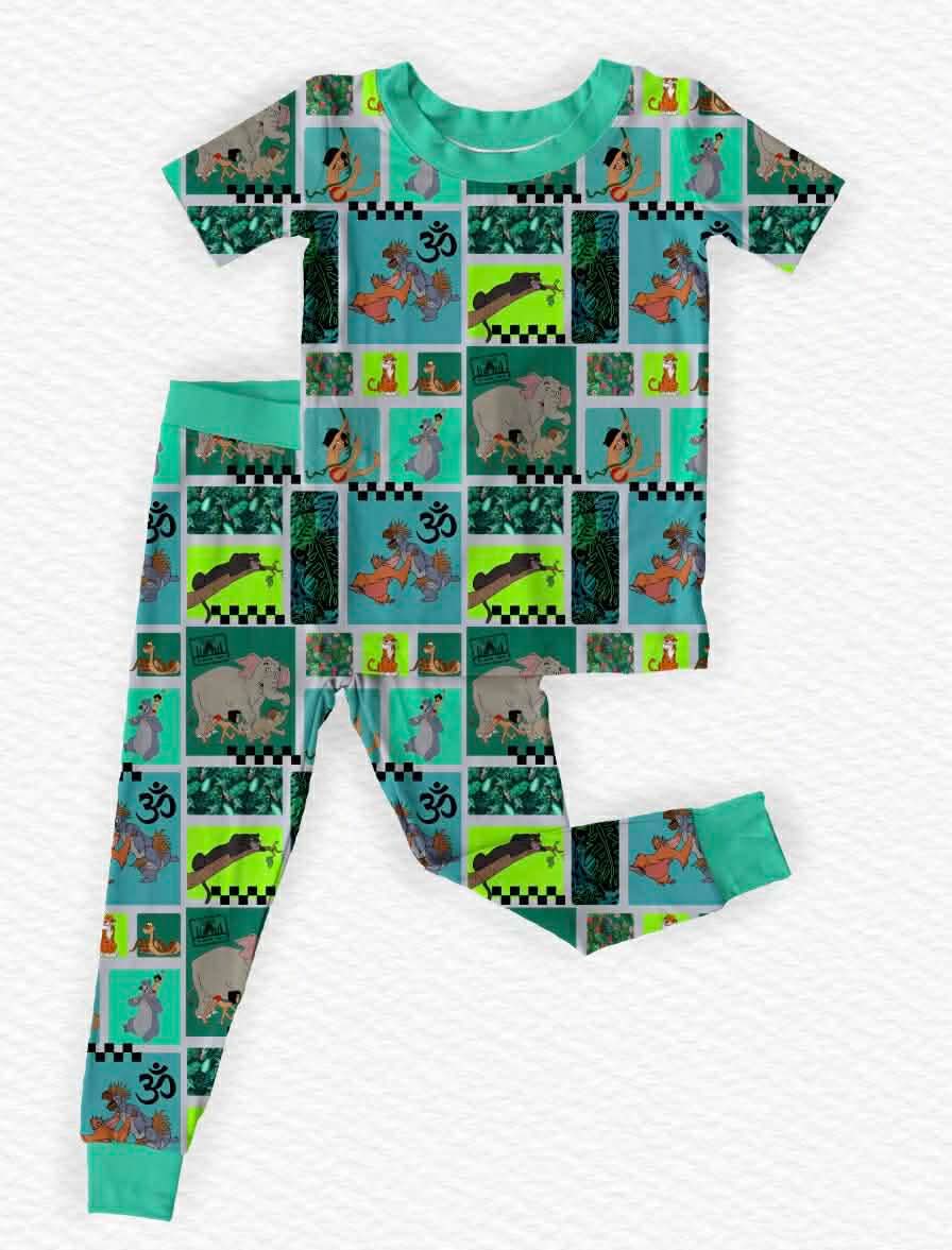 Man Cub Short Sleeve/Pant Pj Set- Patchwork RTS
