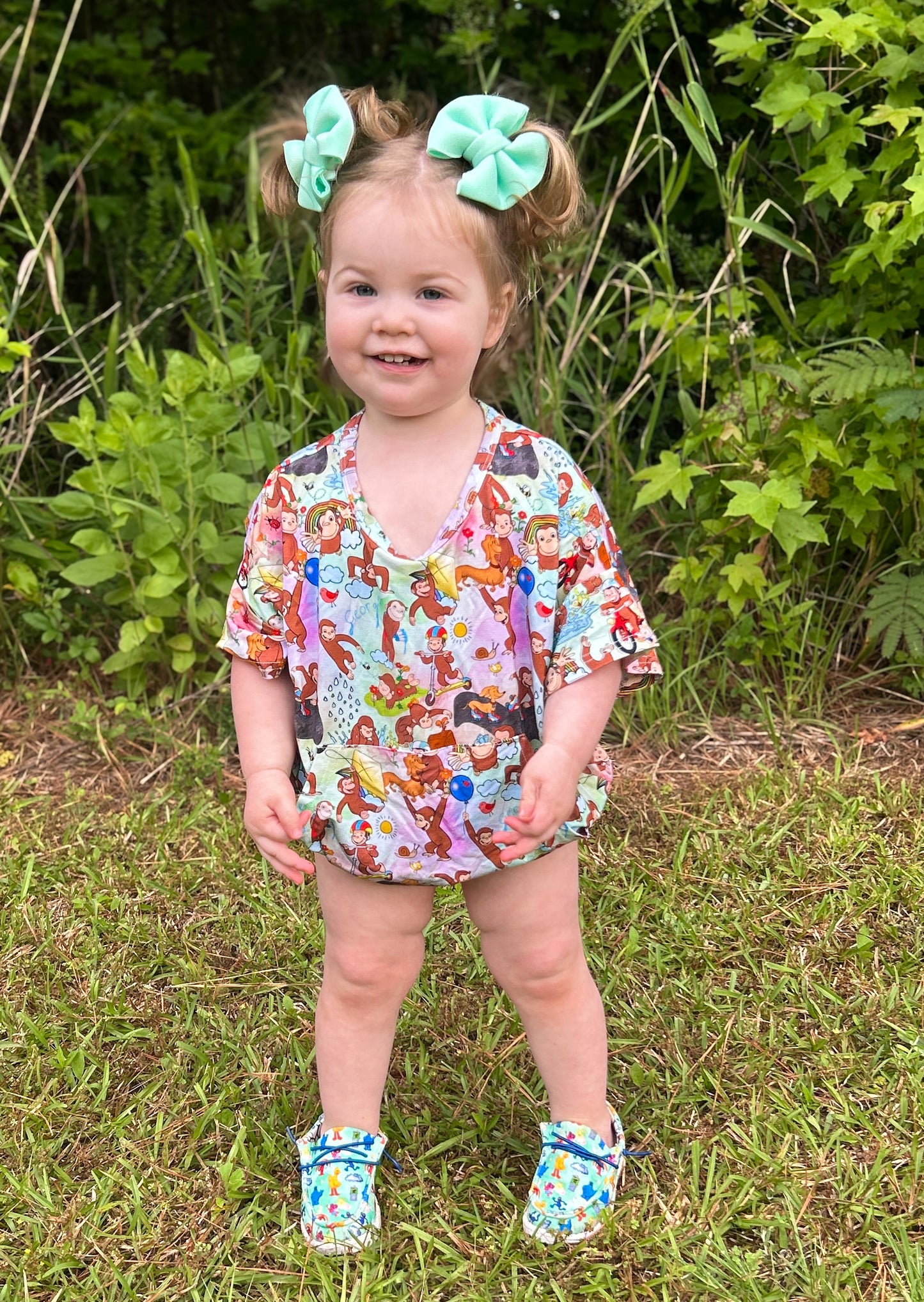 Spring Monkey Bubble Romper