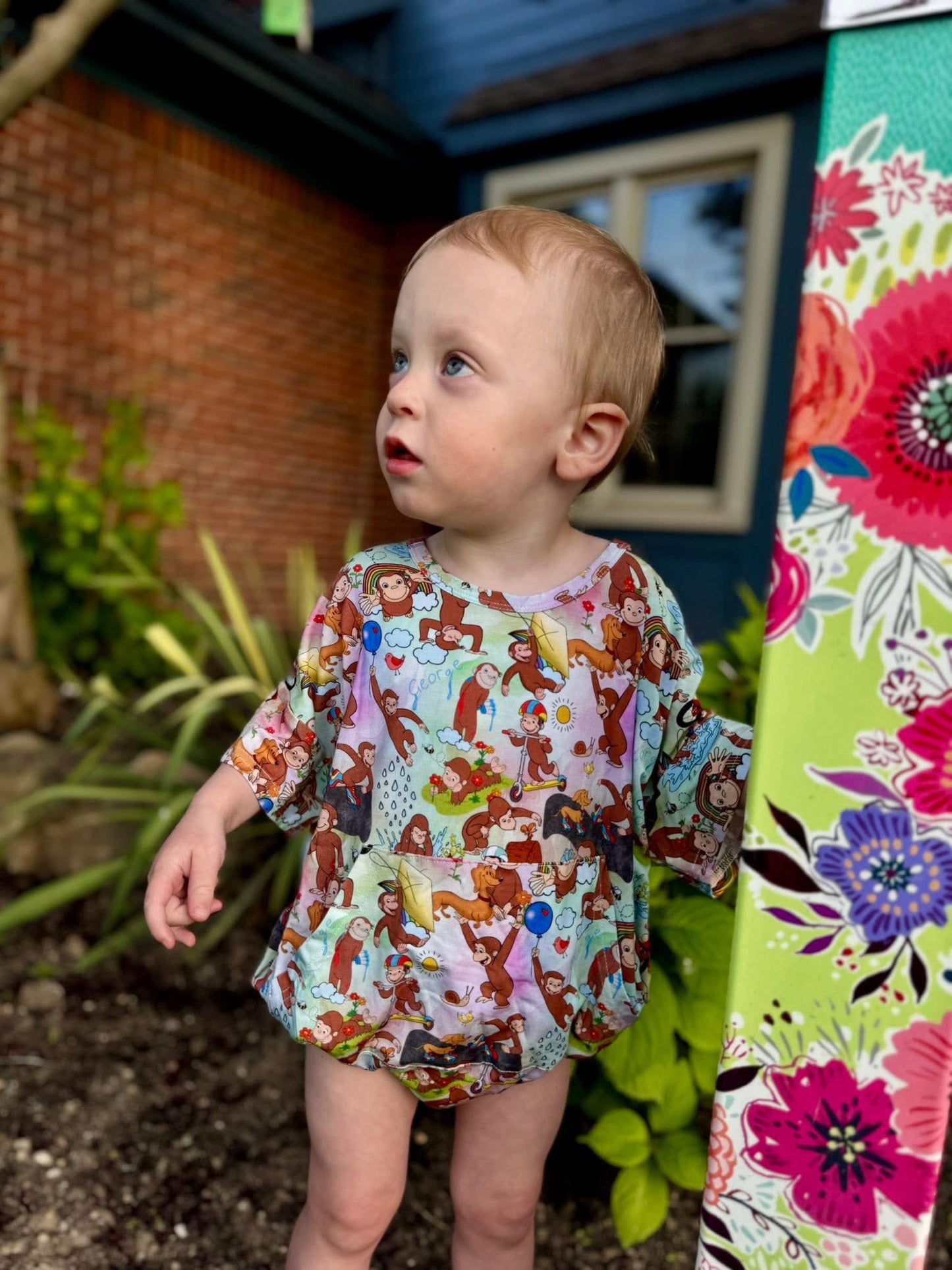Spring Monkey Bubble Romper