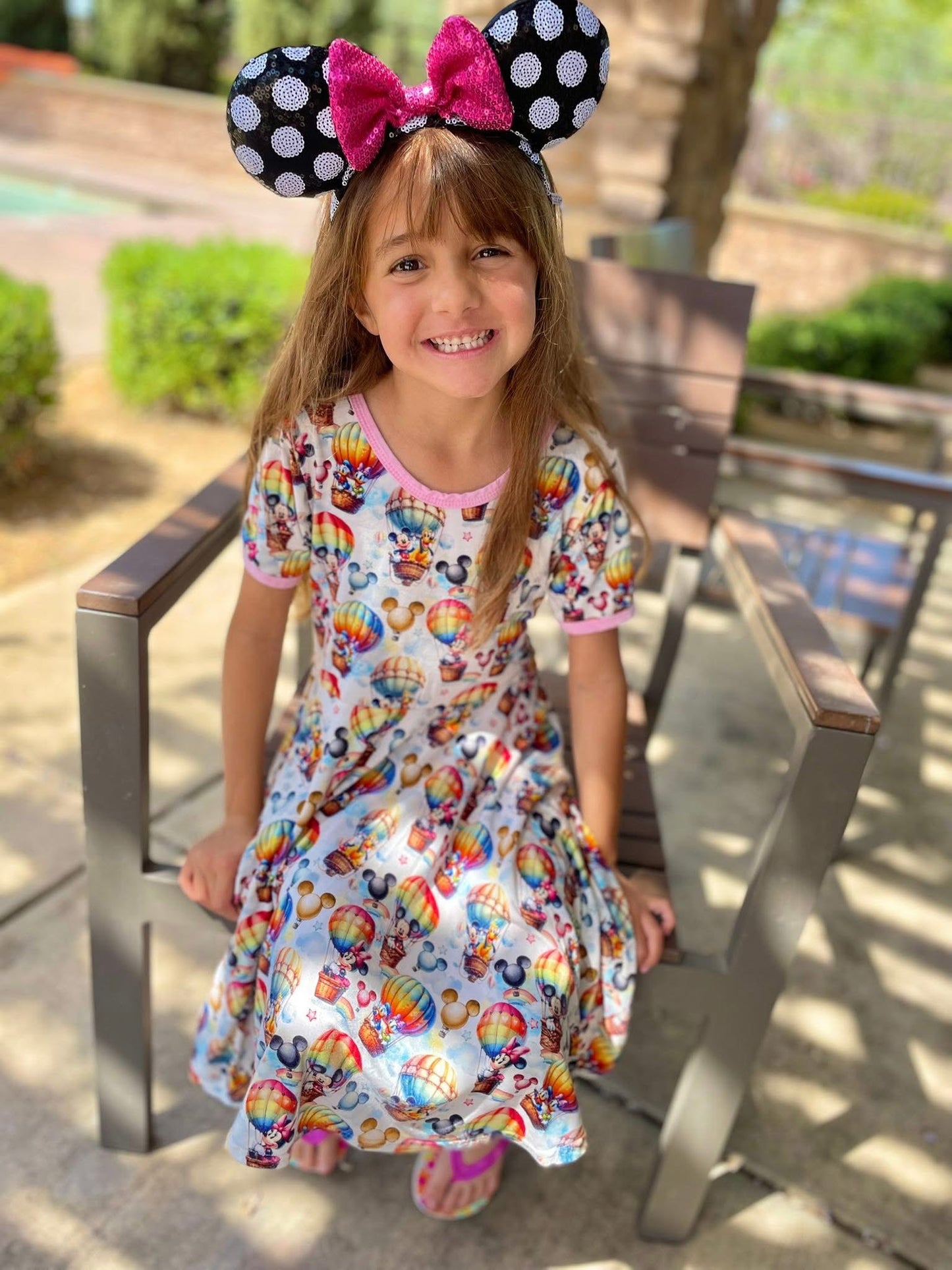 Dahlia’s Balloon Ride- Bow Back Twirl Dress RTS