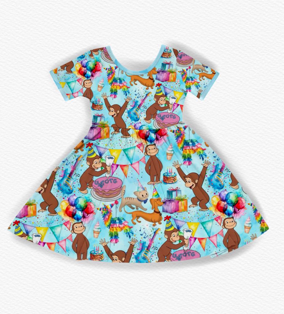 JJ’s Birthday Monkey Twirl Dress