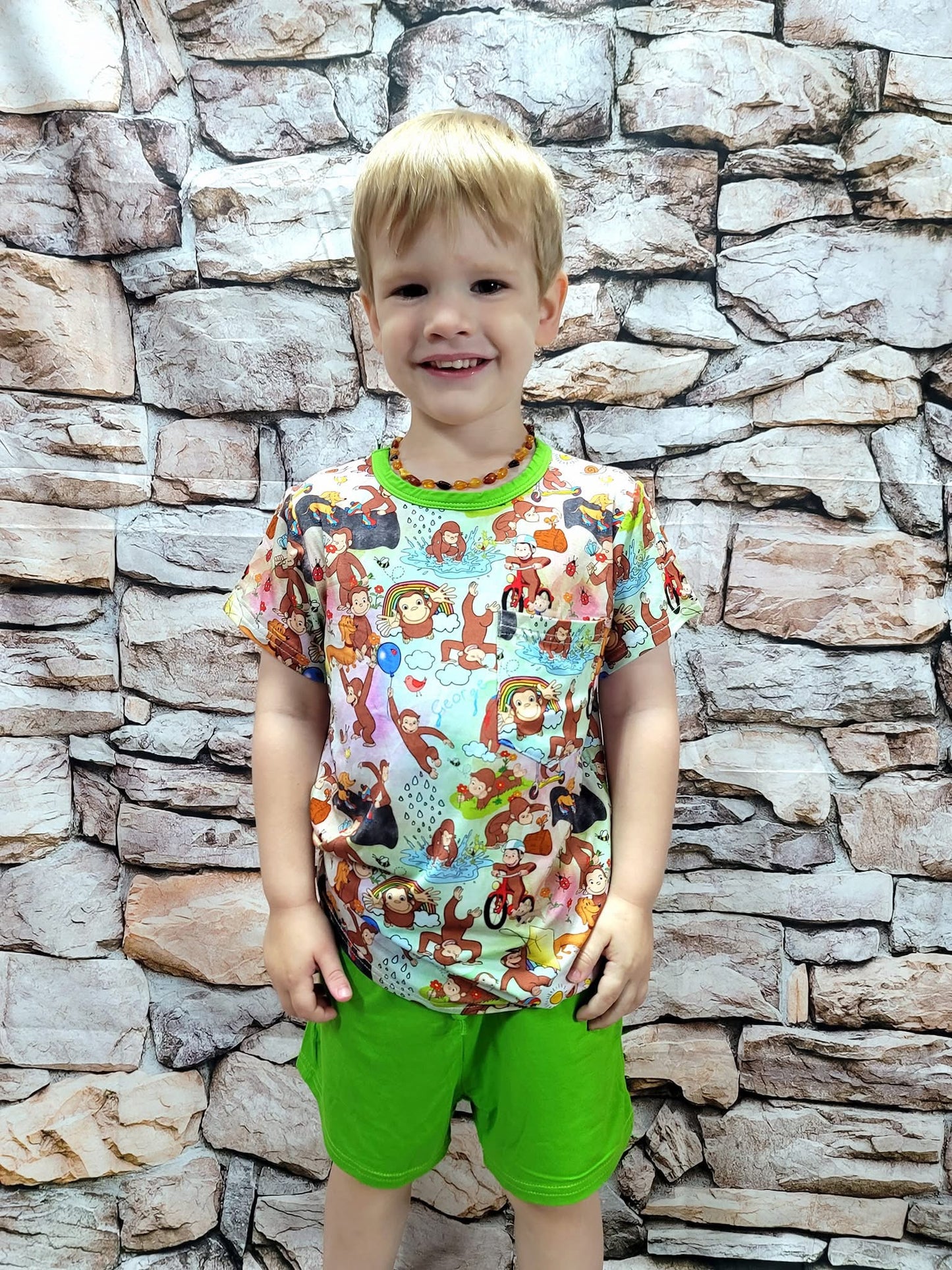Spring Monkey Tee and Shorts Set- RTS