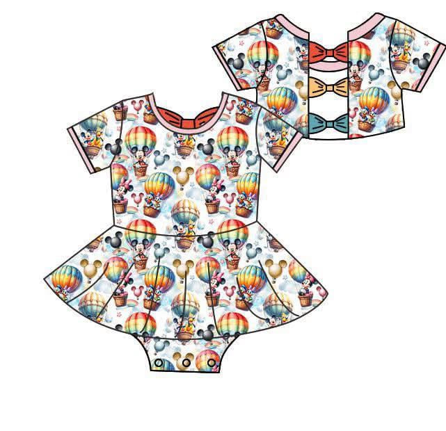 Dahlia’s Balloon Ride- Bow Back Bodysuit Twirl Dress RTS