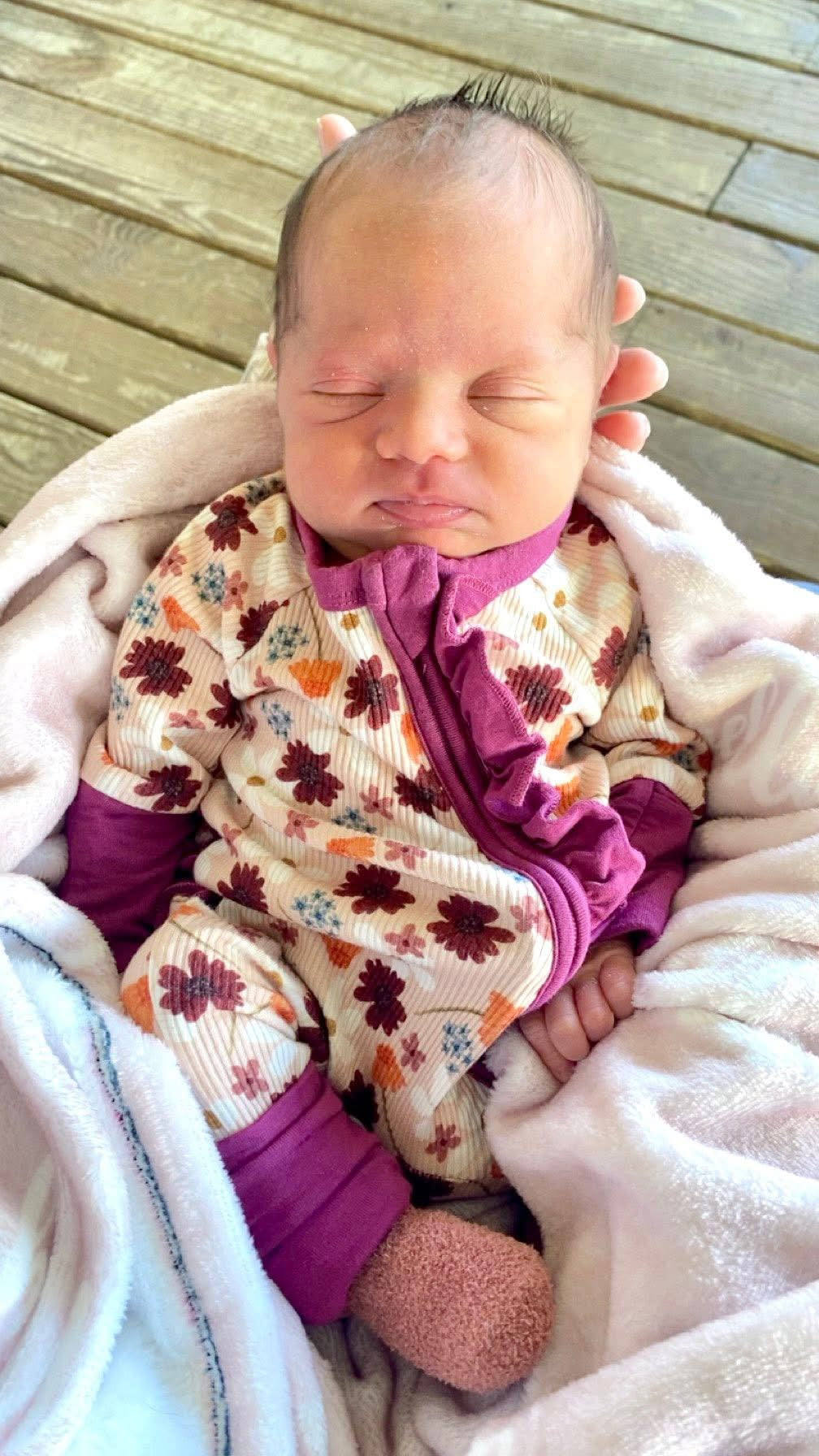 Cozy Posies- Ribbed Ruffle Zippy- Fall RTS