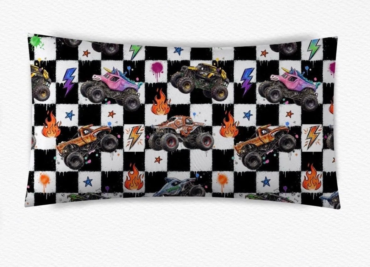 Turbo Checks Standard Pillowcase- Trucks Pre-Order