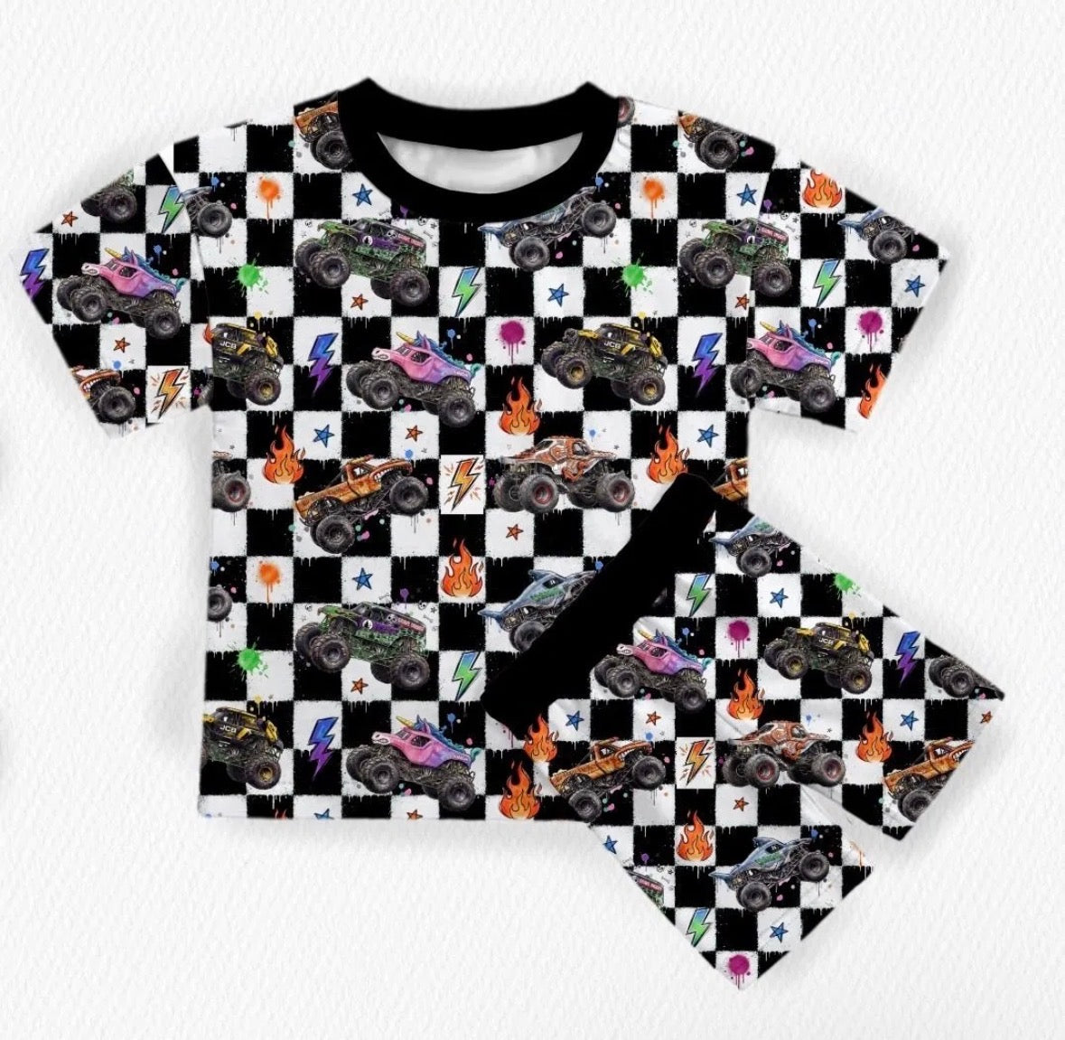 Turbo Checks Short Sleeve/Short Pj Set- Trucks Pre-Order