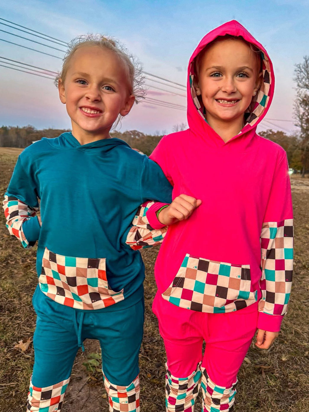 Fallin’ for Checks Girl’s Kid Hoodie/Jogger Set- RTS