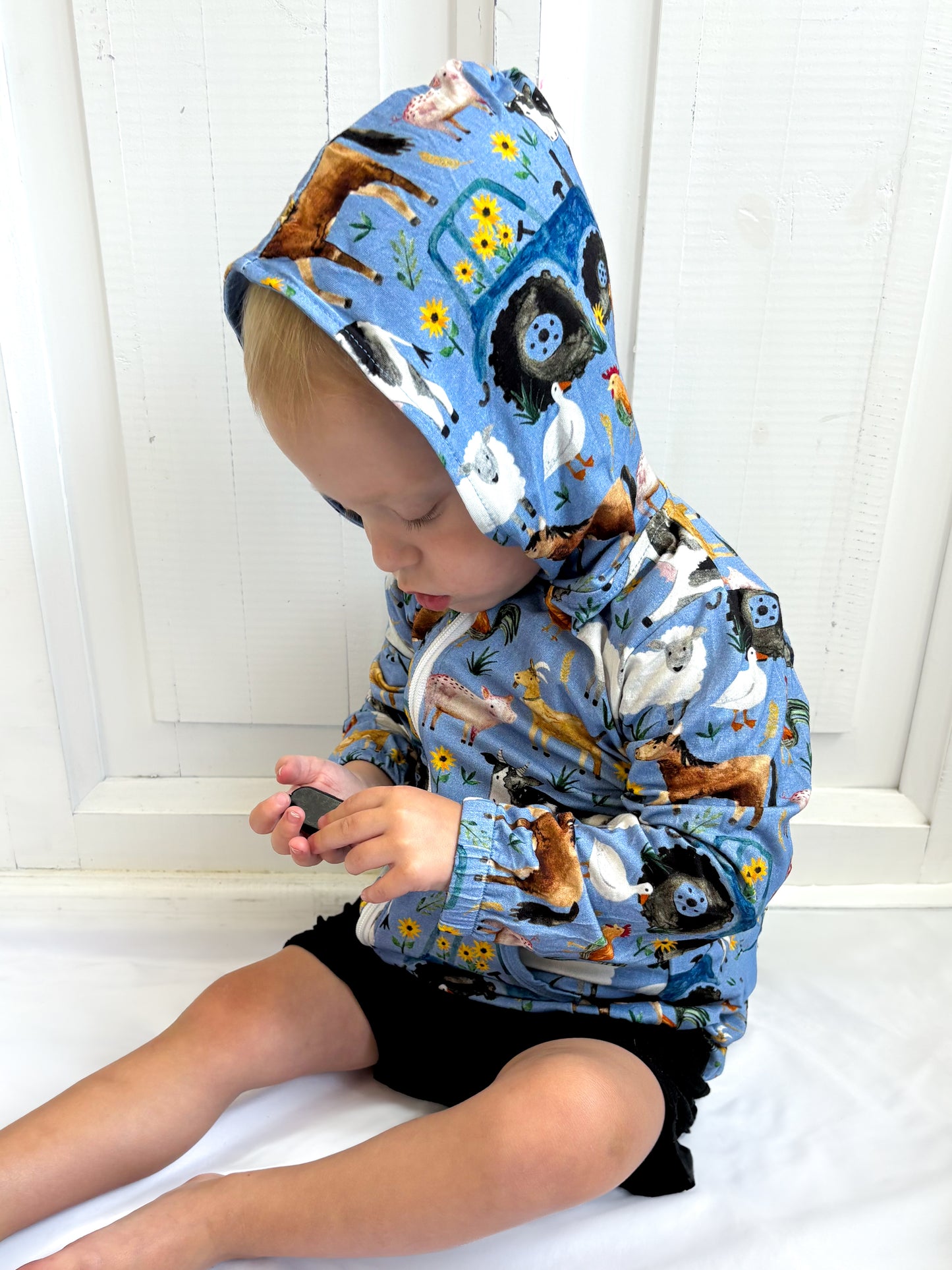 Farm Charm Zippered Hoodie- RTS