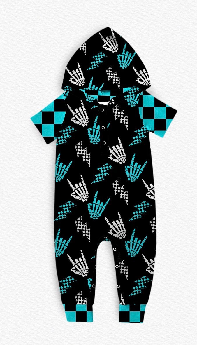 Rad to the Bone Hooded Romper- Spooky Collab RTS