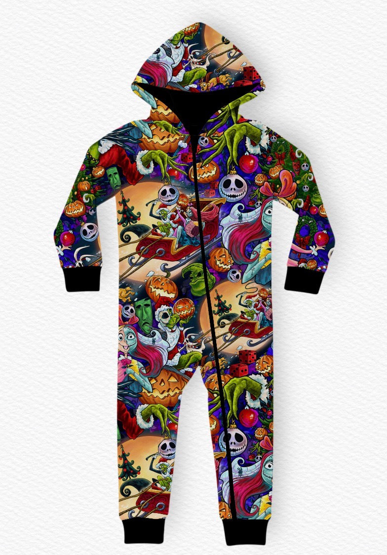 Jolly & Jacked Long Sleeve Hooded Romper- Pre-Sale