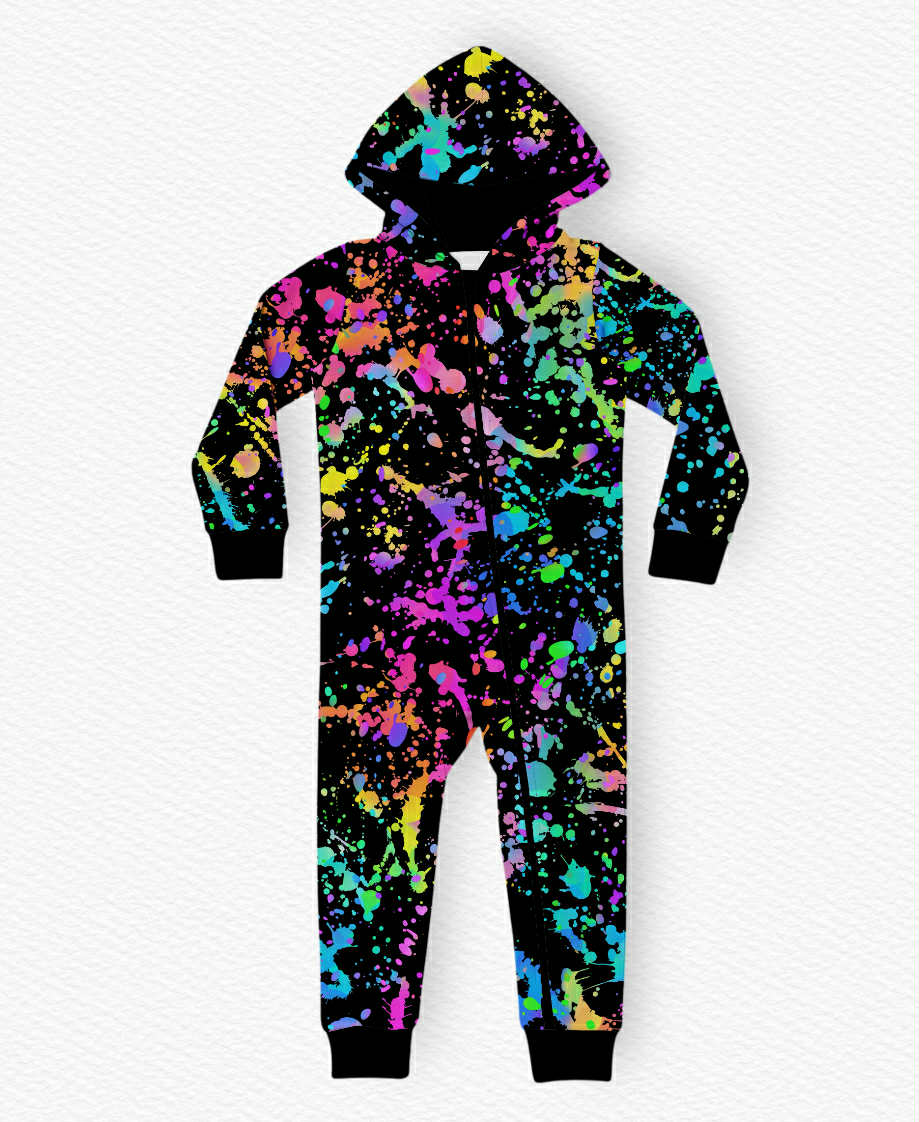 Colorful Chaos Hooded Romper- RTS