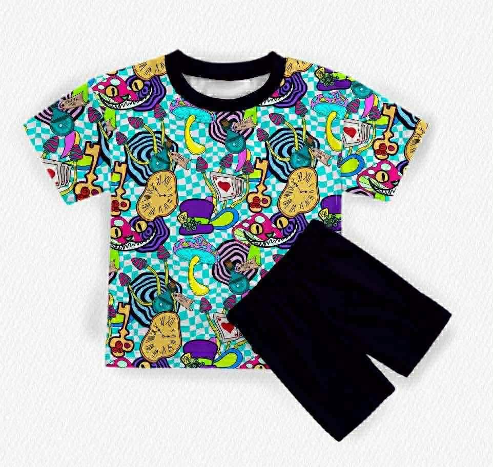Trippy Alice Women’s Oversized Tee & Biker Short Set- RTS