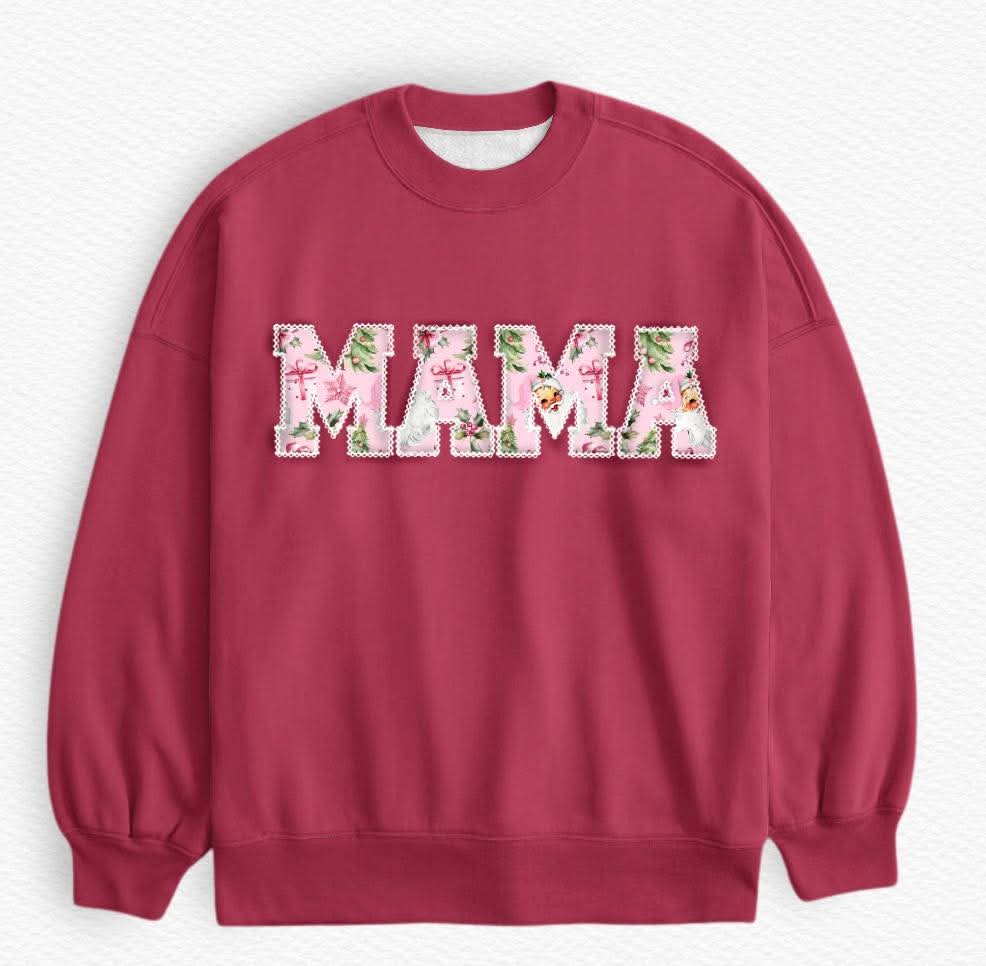 Pink Noel Unisex Mama Embroidered Crewneck- Christmas 26 Pre-Order