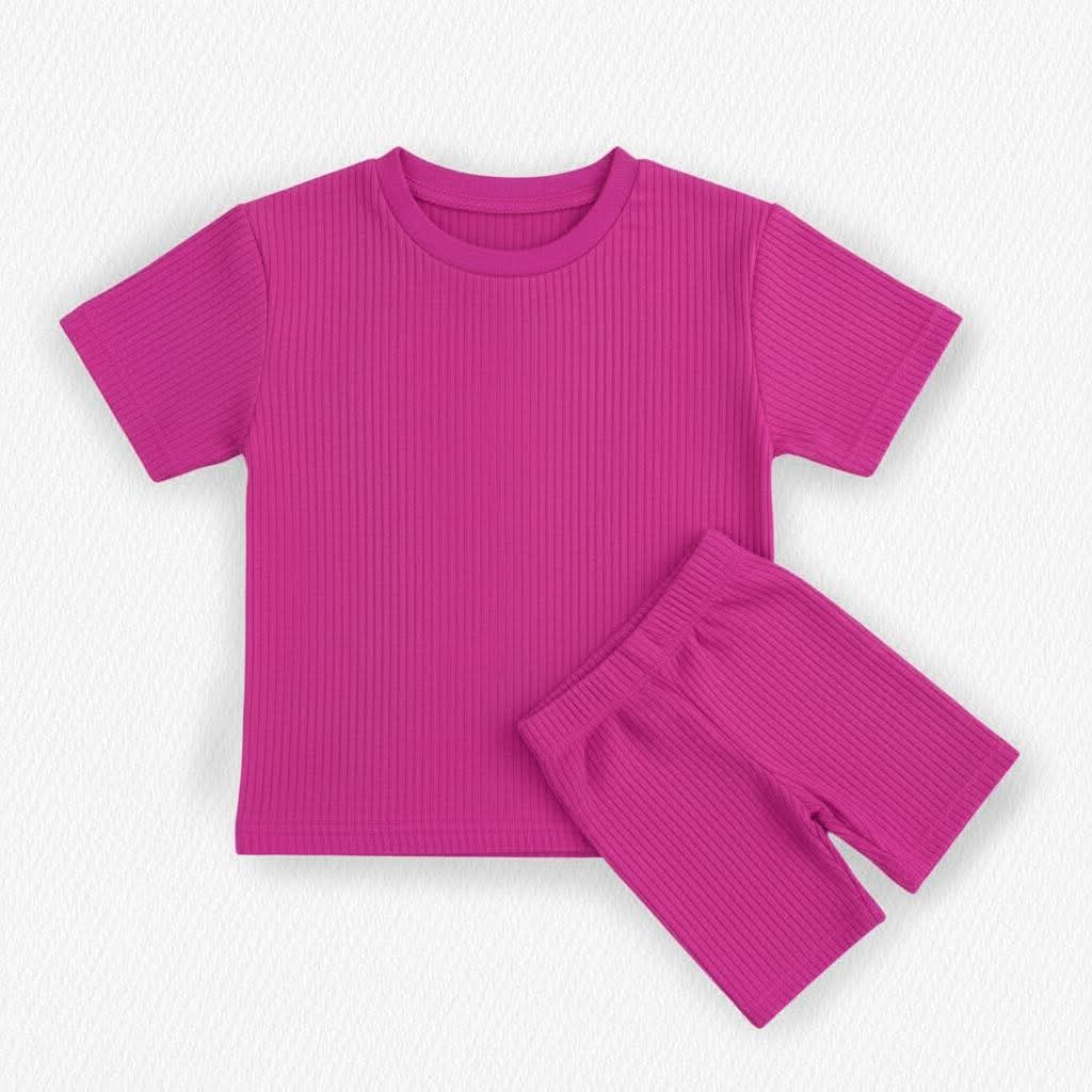 Malibu Bloom Ribbed Kids Oversized Tee & Biker Short Set- Mother’s Day Pre-Order