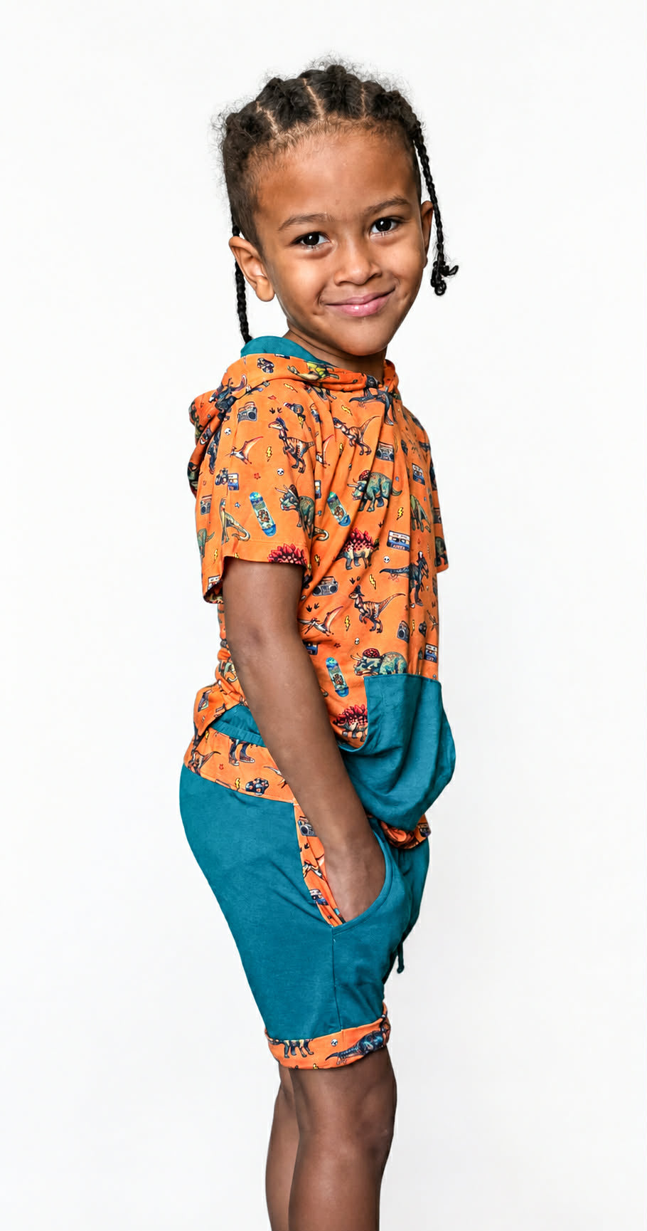 Jurassic Jams Kids Hooded Tee & Short Set- Dino RTS