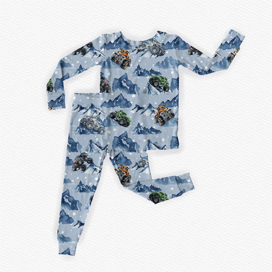 Snow Ripper Long Sleeve/Pant w Fold Over Feet Pj Set- Winter Blues Pre-Order