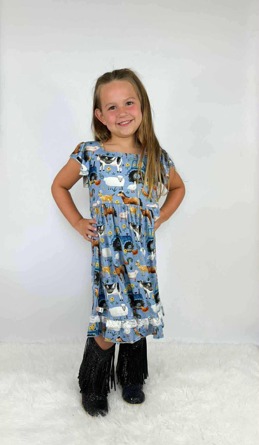 Farm Charm Twirl Dress with Shorts- RTS