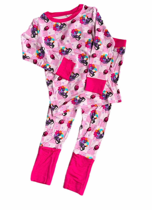 First Down Florals Long Sleeve/Pant Pj Set- Touchdown RTS