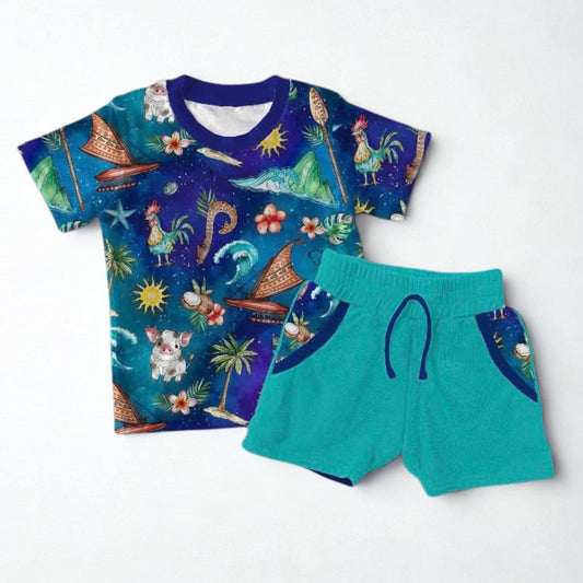 Voyager Short Sleeve Tee with Drawstring Short Set- Royalty Pre-Order