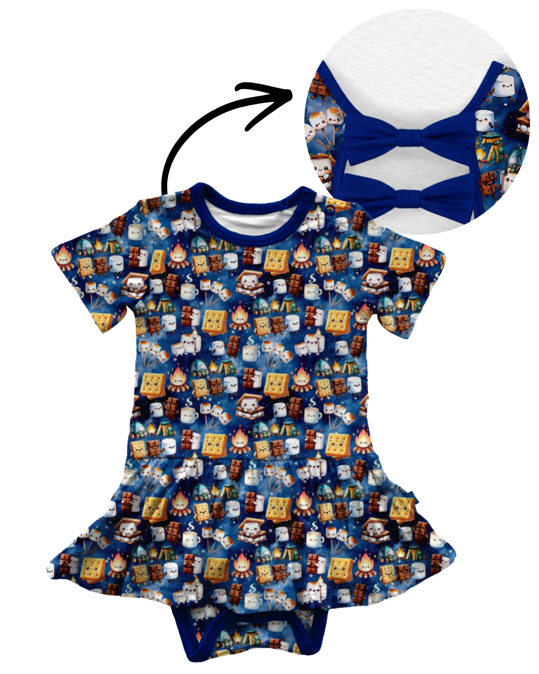 Campfire Treats Bow Back Bodysuit Twirl - S'mores RTS