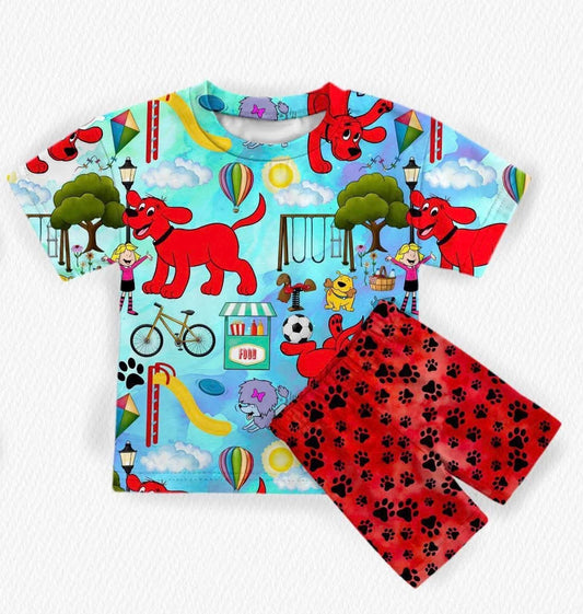 Park Days Kids Boxy Tee & Biker Short Set- LF Dog RTS