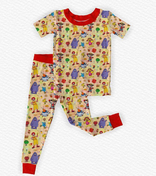 Drive-Thru Dreams Short Sleeve/Pant Pj Set- Snacks RTS