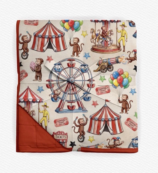 Curious Circus Quilted Blanket- RTS