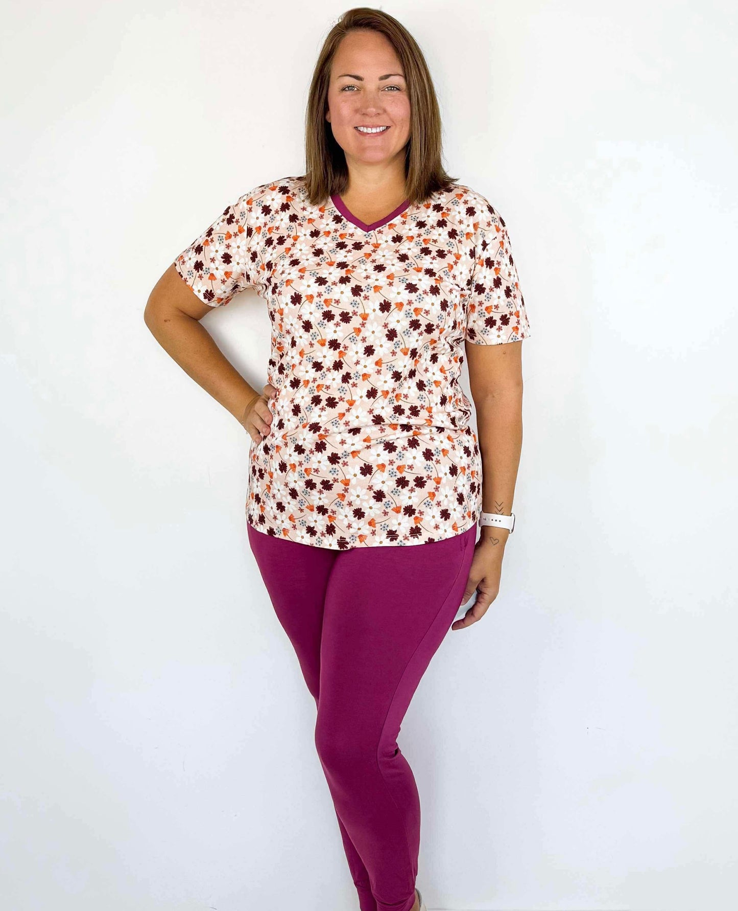 Cozy Posies Ribbed Tee/Jogger Set- Fall RTS