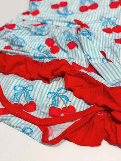 Cherry Jubilee Tie Peplum Bodysuit- 4OJ RTS
