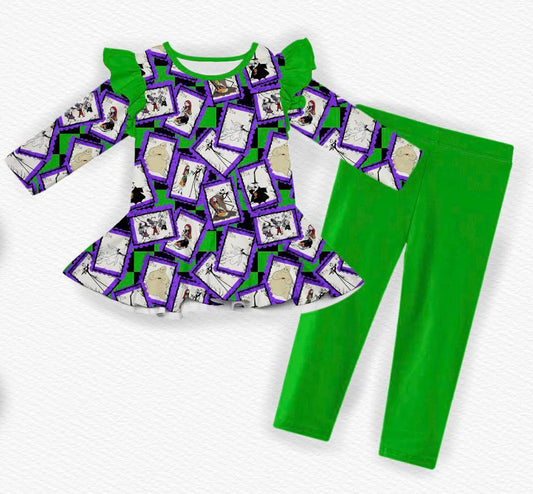 Pumpkin King Postage Girls' Peplum/Legging Set- Halloween 23 RTS