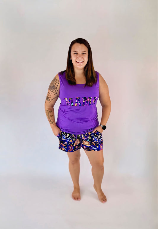 Magic Carpet Ride Mama Embroidered Tank Top- Royalty RTS