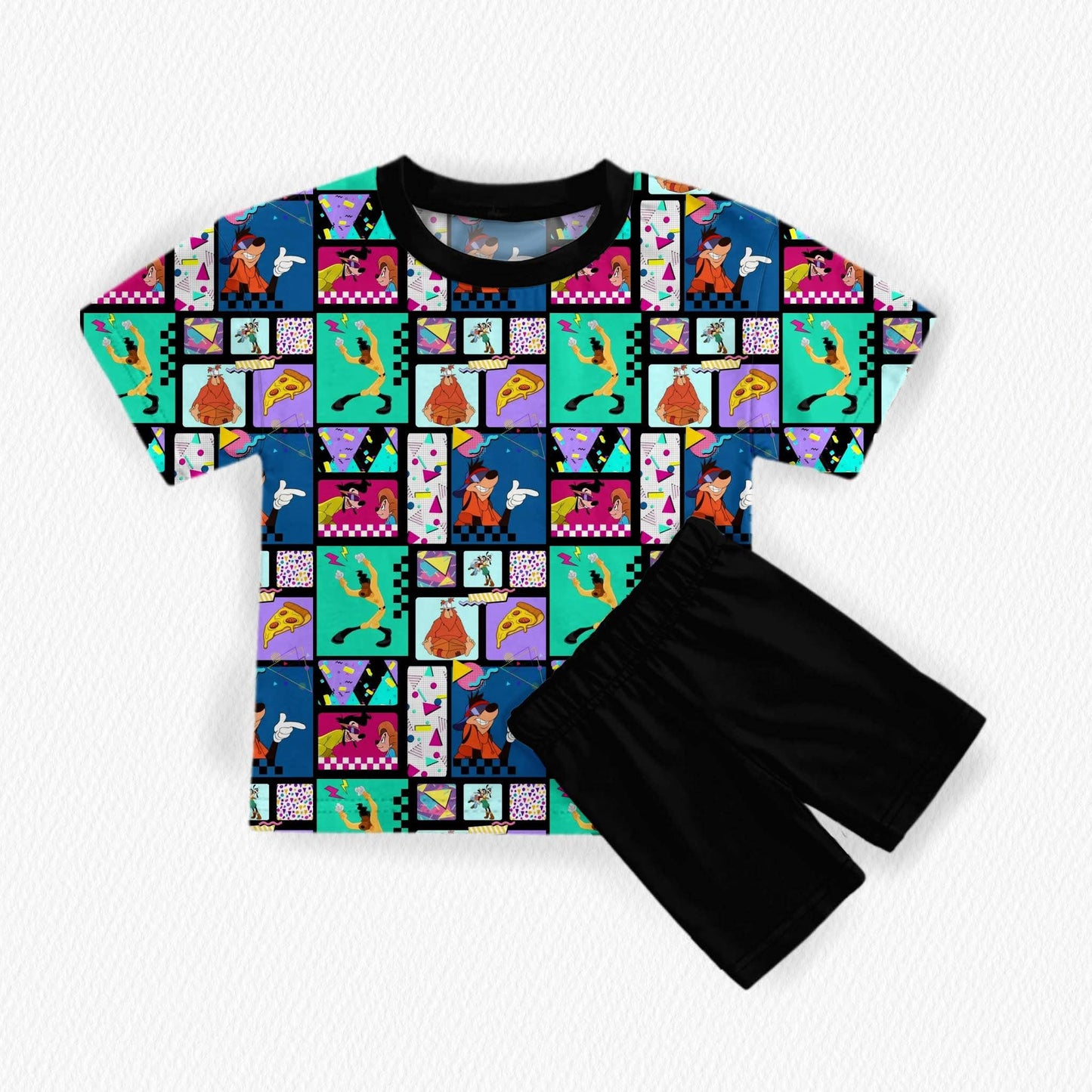 World Tour ‘95 Kids Oversized Tee & Biker Short Set- Patchwork RTS