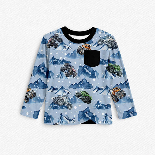 Snow Ripper Long Sleeve Pocket Tee- Winter Blues Pre-Order