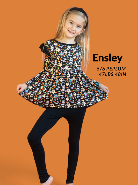 Spooky Pups Girls' Peplum/Legging Set- Halloween 26 RTS