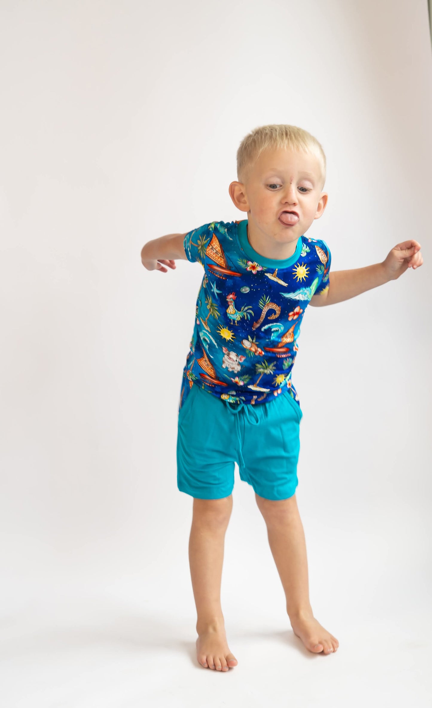 Voyager Short Sleeve Tee with Drawstring Short Set- Royalty RTS
