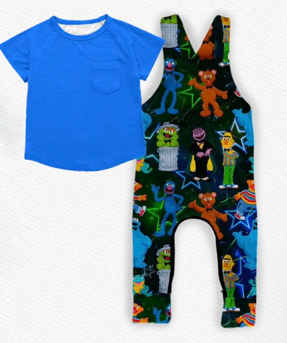 Neighborhood Stars Kids Overalls w/ Tee- Street Friends Pre-Order