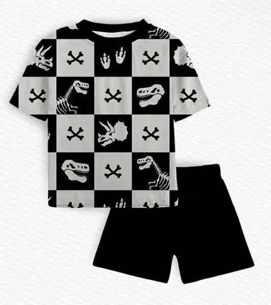 Checkersaurus Kids Oversized Tee & Short Set- Dino Pre-Order