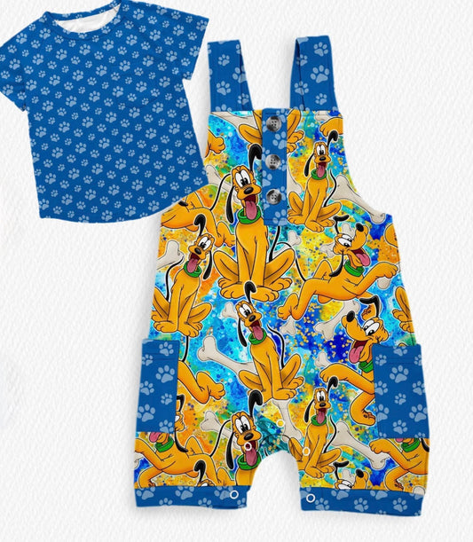 Playful Paws Short Overalls w/ Tee- LF Dog RTS