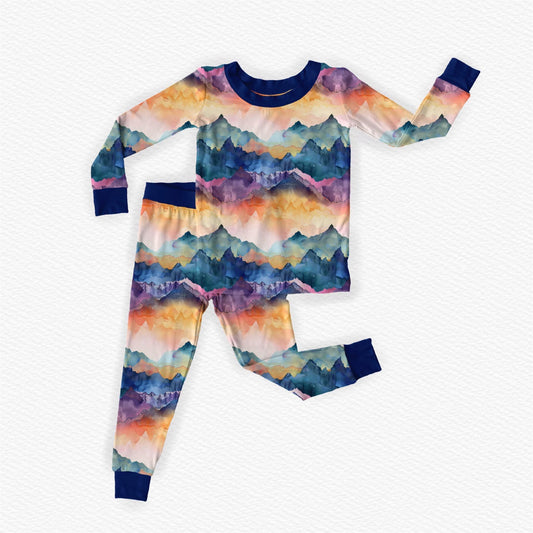 Himalayas Long Sleeve/Pant w Fold Over Feet Pj Set- Winter Blues Pre-Order
